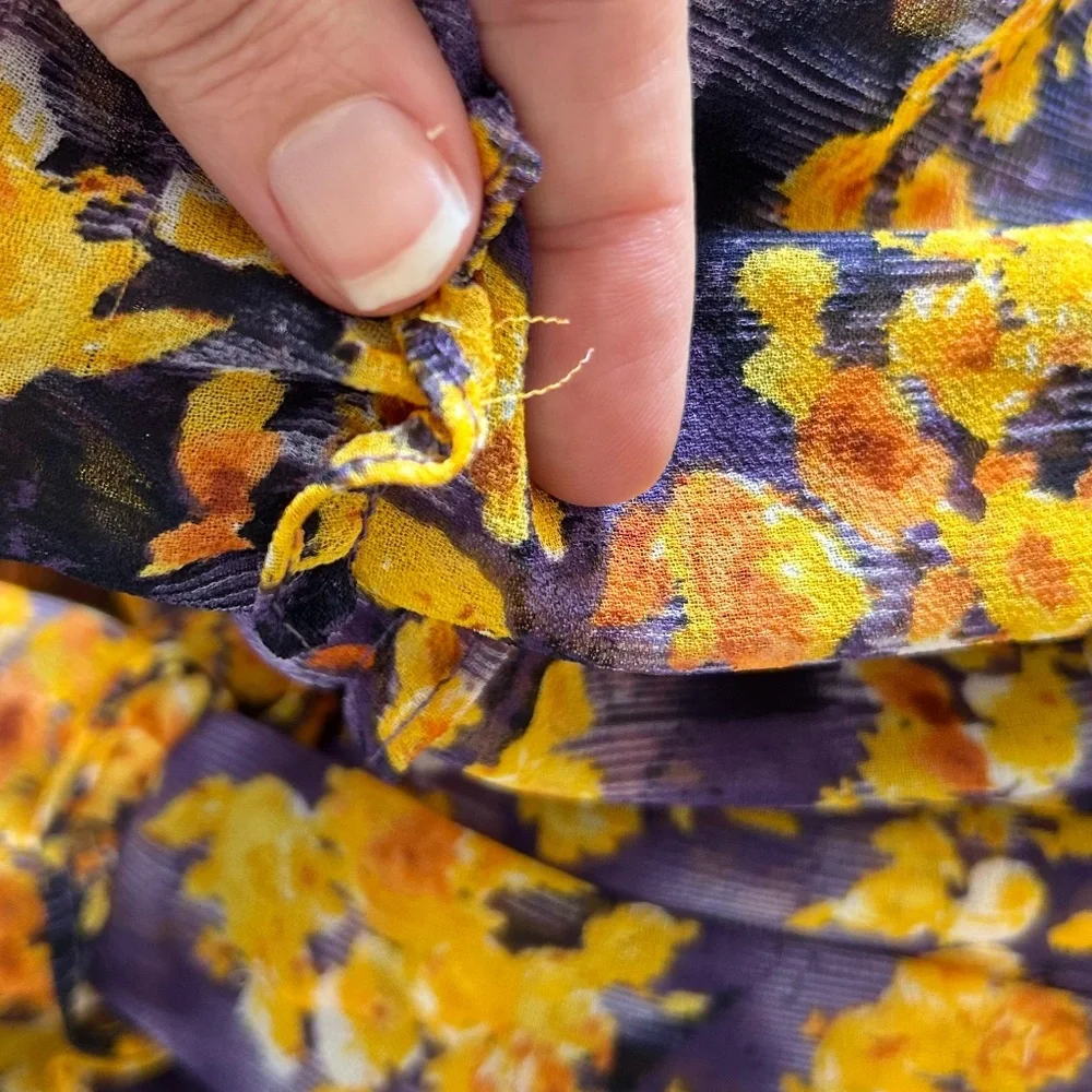 MISA Los Angeles Floral Mini Skirt | Yellow & Purple | Size Small